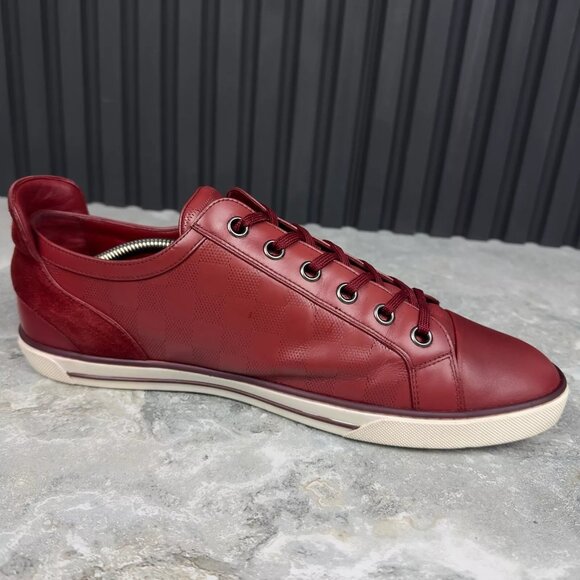 Louis Vuitton Challenge Zip Up Damier Sneakers Red Leather 9.5LV 10.5US 43.5 EUR - Picture 7 of 15